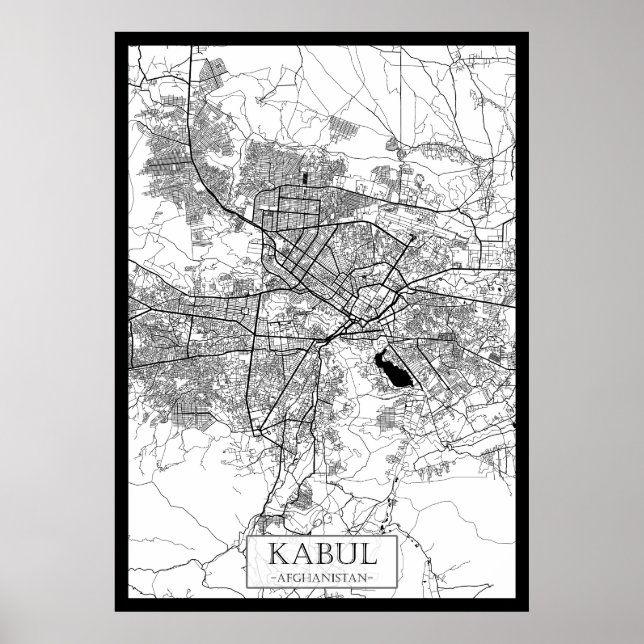 Póster Mapa de Kabul Afganistán (Frente)