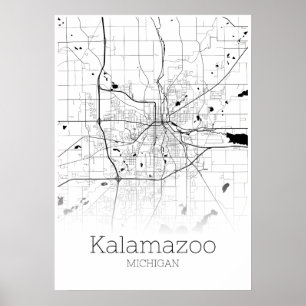 Póster Mapa de Kalamazoo - Michigan - Poster de Mapa de l