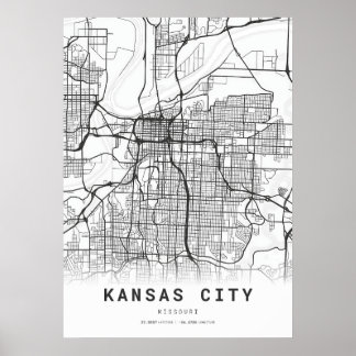 Póster Mapa de Kansas City