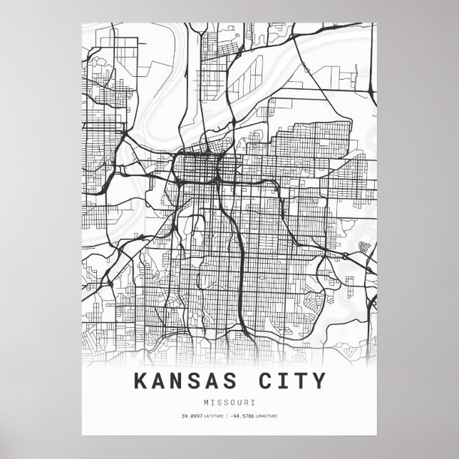 Póster Mapa de Kansas City (Frente)
