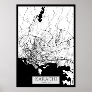 Póster Mapa de Karachi Pakistán