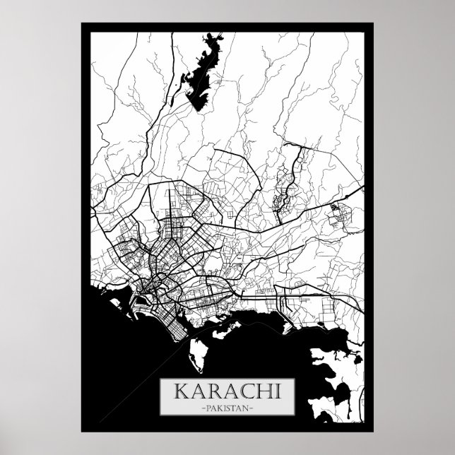 Póster Mapa de Karachi Pakistán (Frente)