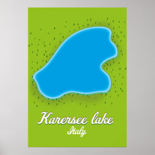 Póster Mapa de Karersee Lake Italy