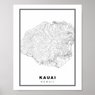 Póster Mapa de Kauai