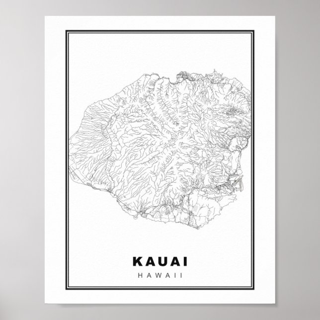 Póster Mapa de Kauai (Frente)