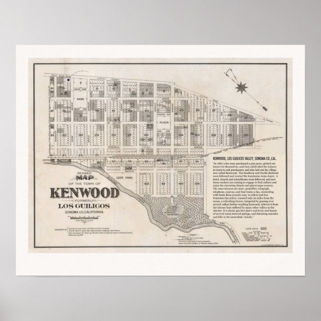 Póster Mapa de Kenwood California (Frente)