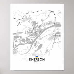 Póster Mapa de Kherson Ucrania Bandera 