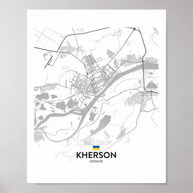 Póster Mapa de Kherson Ucrania Bandera  (Frente)