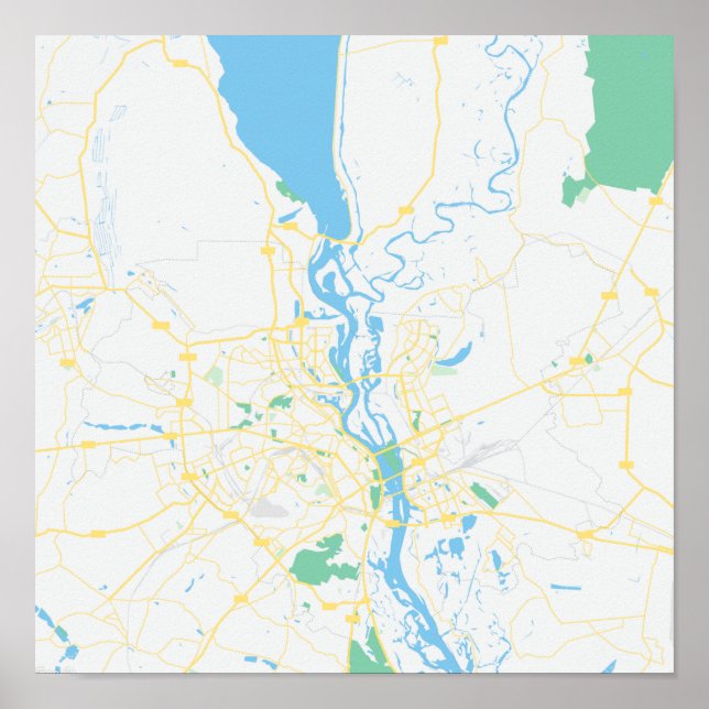 Póster Mapa de Kiev, Ucrania (Frente)