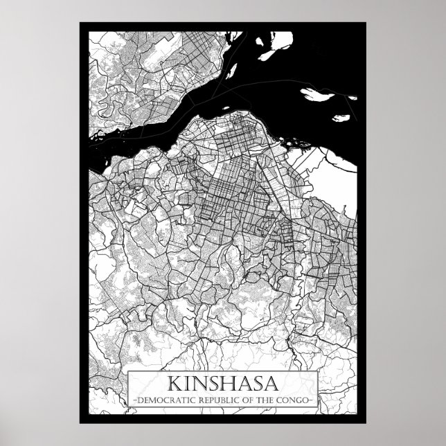 Póster Mapa de Kinshasa RD Congo (Frente)