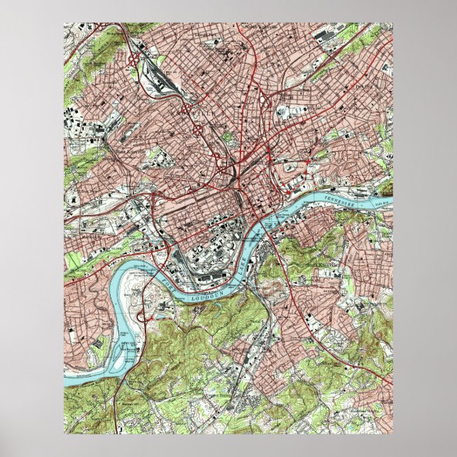 Póster Mapa de Knoxville Tennessee (1978) (Frente)