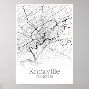 Póster Mapa de Knoxville - Tennessee - Poster de Mapa de 
