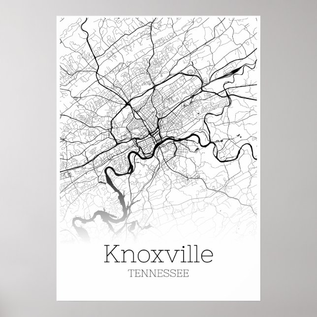 Póster Mapa de Knoxville - Tennessee - Poster de Mapa de  (Frente)