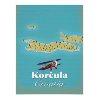Póster Mapa de Korčula Croacia
