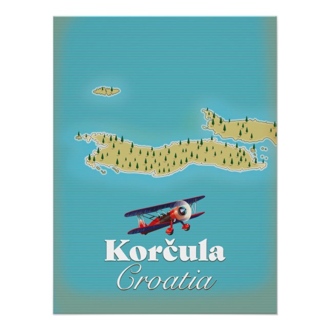 Póster Mapa de Korčula Croacia (Anverso)