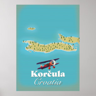 Póster Mapa de Korčula Croacia