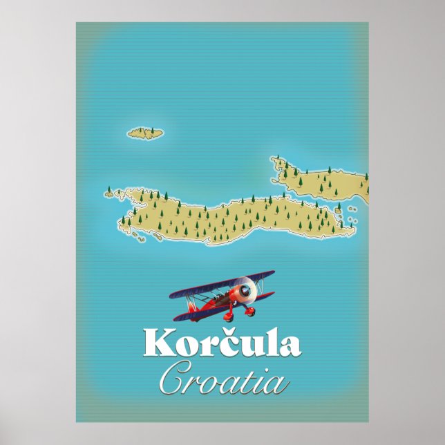 Póster Mapa de Korčula Croacia (Frente)