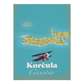 Póster Mapa de Korčula Croacia