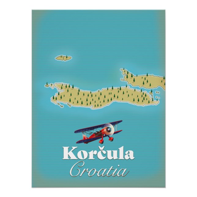 Póster Mapa de Korčula Croacia (Anverso)