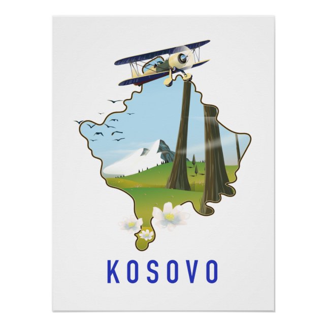 Póster Mapa de Kosovo (Anverso)
