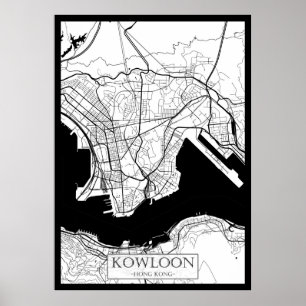 Póster Mapa de Kowloon Hong Kong