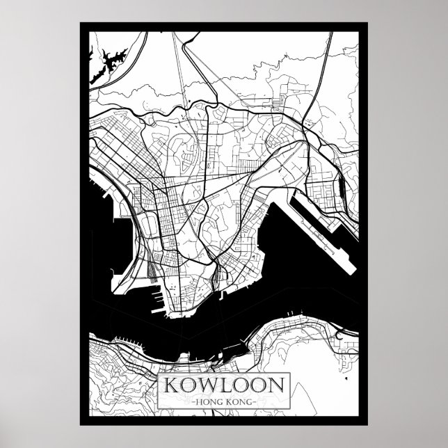 Póster Mapa de Kowloon Hong Kong (Frente)