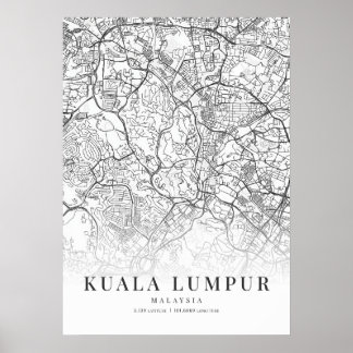 Póster Mapa de Kuala Lumpur