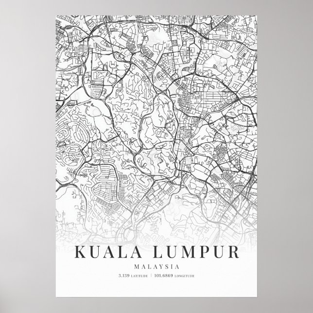 Póster Mapa de Kuala Lumpur (Frente)