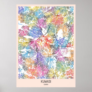 Póster Mapa de Kumasi Ghana