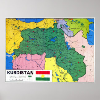 Póster Mapa de Kurdistán