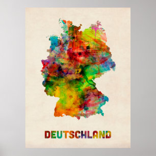 Póster Mapa de la acuarela de Alemania (Deutschland)