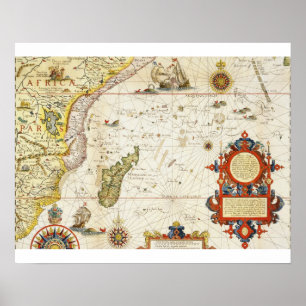 Póster Mapa de la África del Este y de Madagascar, 1596