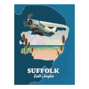 Póster Mapa de la anglia oriental de Suffolk