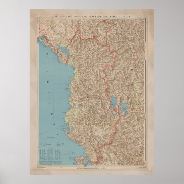 Póster Mapa de la Antigua Albania (1916) (Frente)