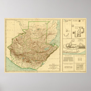 Póster Mapa de la Antigua Guatemala (1883)