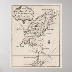 Póster Mapa de la Antigua Ibiza España (1764)