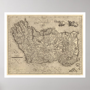 Póster Mapa de la Antigua Irlanda por Mercator 1580