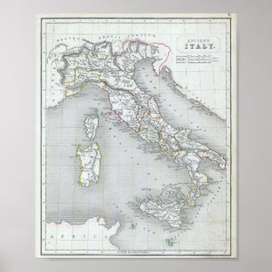 Póster Mapa de la Antigua Italia