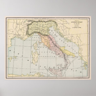 Póster Mapa de la Antigua Italia 800 - 222 AC (1901)