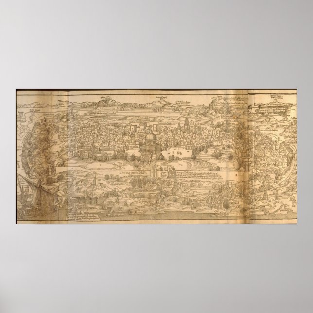 Póster Mapa de la Antigua Jerusalén (Frente)