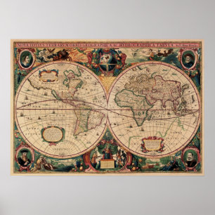 Póster Mapa de la antigua réplica del Poster mundial