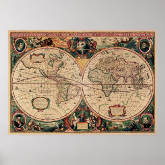 Póster Mapa de la antigua réplica del Poster mundial