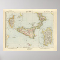Mapa de la Antigua Sicilia Italia (1883)