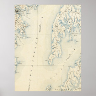 Póster Mapa de la Bahía de Chesapeake y Anápolis Vintage