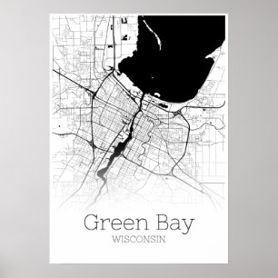 Póster Mapa de la Bahía Verde - Wisconsin - Poster del Ma