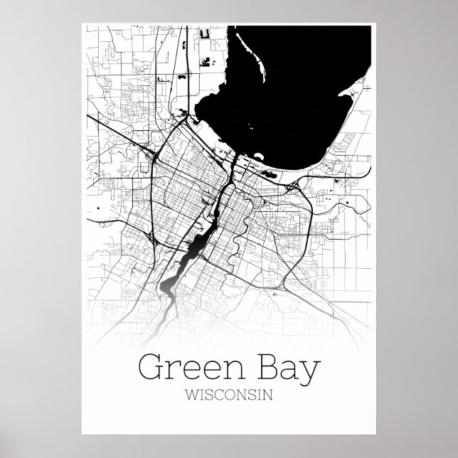 Póster Mapa de la Bahía Verde - Wisconsin - Poster del Ma (Frente)