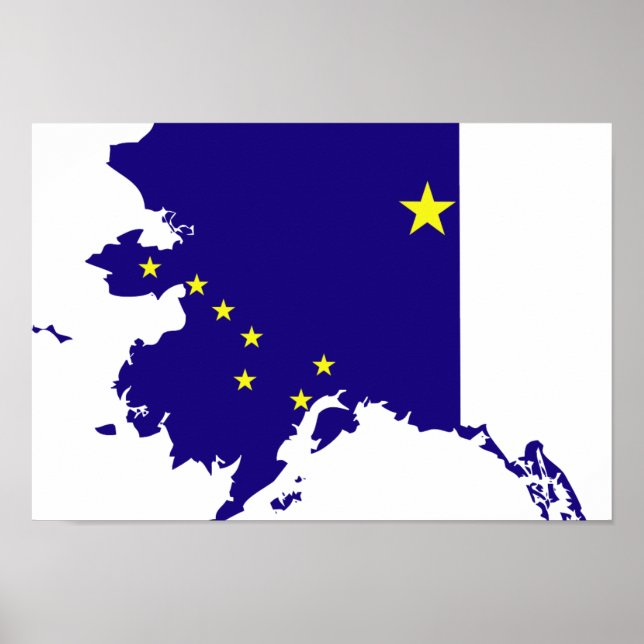 Póster Mapa de la bandera de Alaska (Frente)