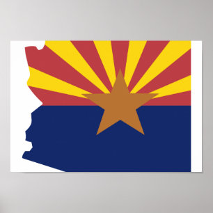 Póster Mapa de la bandera de Arizona