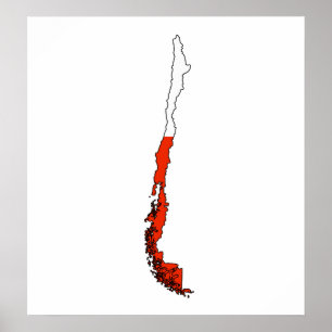 Póster Mapa de la bandera de Chile del mismo tamaño