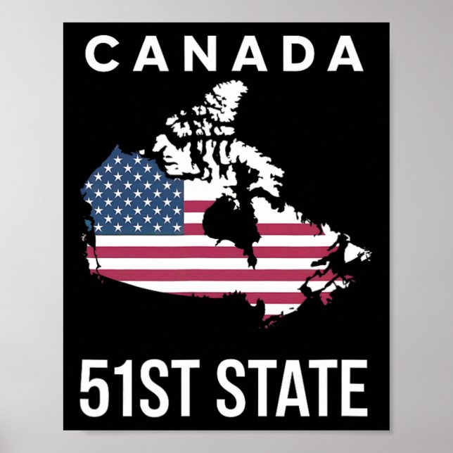 Póster Mapa de la bandera de EE. UU. Canadá 51.er estado  (Frente)